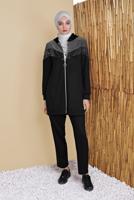 Tesettür giyim SİYAH PULLU  FERMUARLI EŞOFMAN TAKIM 0056  