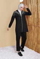 Tesettür giyim SİYAH PULLU  FERMUARLI EŞOFMAN TAKIM 0056  