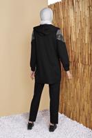 Tesettür giyim SİYAH PULLU  FERMUARLI EŞOFMAN TAKIM 0056  