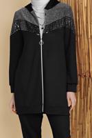 Tesettür giyim SİYAH PULLU  FERMUARLI EŞOFMAN TAKIM 0056  
