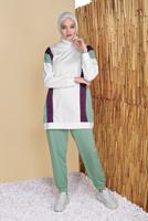 Tesettür giyim EKRU ŞERİT DETAYLI EŞOFMAN TAKIM  0256 