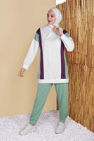 Tesettür giyim EKRU ŞERİT DETAYLI EŞOFMAN TAKIM  0256 