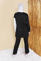 Tesettür giyim SİYAH YAZI BASKILI İKİLİ PANTOLONLU EŞOFMAN TAKIMI 2056