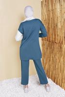 Tesettür giyim LACİVERT YAZI BASKILI İKİLİ PANTOLONLU EŞOFMAN TAKIMI 2056