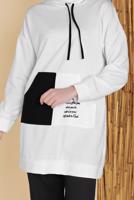 Tesettür giyim KREM CEPLİ İKİ RENK PANTOLONLU EŞOFMAN TAKIM  2256  