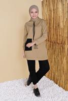 Tesettür giyim KAHVE CEPLİ İKİ RENK PANTOLONLU EŞOFMAN TAKIM  2256  