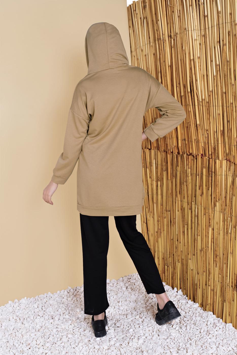 Tesettür giyim KAHVE CEPLİ İKİ RENK PANTOLONLU EŞOFMAN TAKIM  2256  