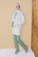 Tesettür giyim KREM CEPLİ İKİ RENK PANTOLONLU EŞOFMAN TAKIM  2256  