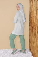 Tesettür giyim KREM CEPLİ İKİ RENK PANTOLONLU EŞOFMAN TAKIM  2256  