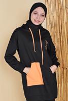 Tesettür giyim SİYAH 2 RENKLİ İKİLİ PANTOLONLU EŞOFMAN TAKIMI 3256