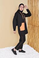 Tesettür giyim SİYAH 2 RENKLİ İKİLİ PANTOLONLU EŞOFMAN TAKIMI 3256