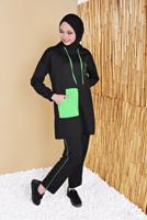 Hijab clothing BLACK 2-COLOR 2-PIECE TRACKSUIT SET WITH PANTS 3256  