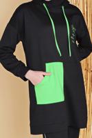 Hijab clothing BLACK 2-COLOR 2-PIECE TRACKSUIT SET WITH PANTS 3256  