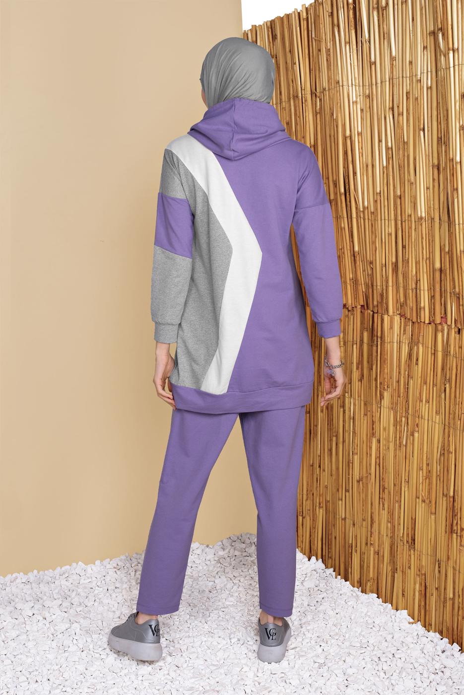 Vêtements hijab POURPRE ENSEMBLE SURVÊTEMENT 3 COULEURS AVEC PANTALON 3555