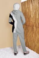 Tesettür giyim GRİ ÜÇ RENK PANTOLONLU EŞOFMAN TAKIM  3555 