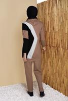 Tesettür giyim KAHVE ÜÇ RENK PANTOLONLU EŞOFMAN TAKIM  3555 