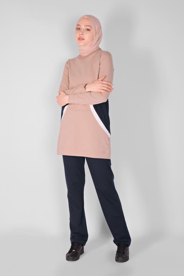 Vêtements hijab  ROUND COLLAR TRACKSUIT SET 4519  - TRENDTESETTÜR