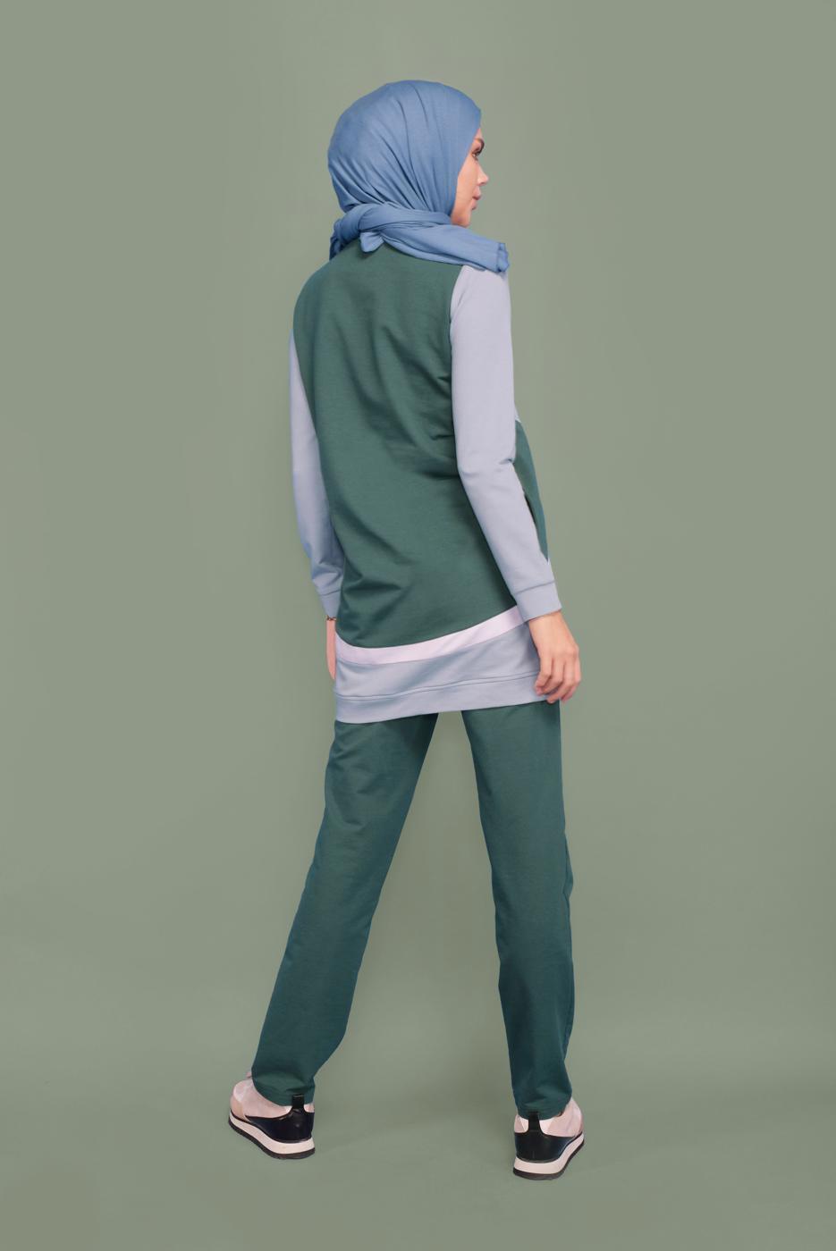 Tesettür giyim MAVİ YUVARLAK YAKA EŞOFMAN TAKIM 4519