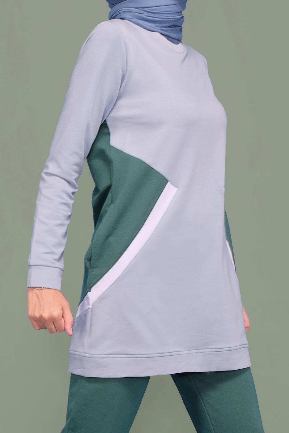 Tesettür giyim MAVİ YUVARLAK YAKA EŞOFMAN TAKIM 4519