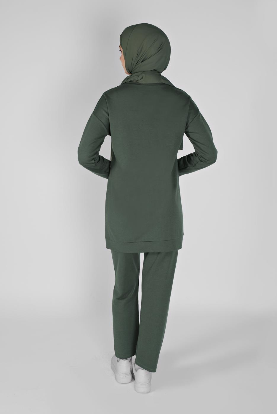 Vêtements hijab KAKI ENSEMBLE SURVÊTEMENT IMPRIMÉ AVEC PANTALON 4956