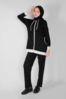 Vêtements hijab NOIR ENSEMBLE SURVÊTEMENT ZIPPÉ AVEC PANTALON 5156