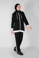 Vêtements hijab NOIR ENSEMBLE SURVÊTEMENT ZIPPÉ AVEC PANTALON 5156