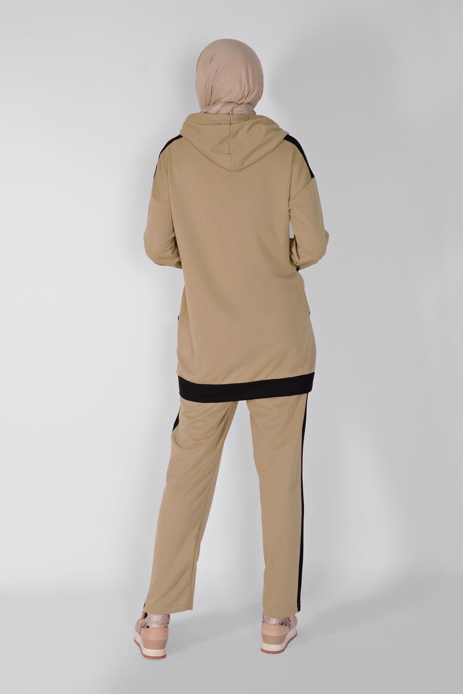 Vêtements hijab BRUN ENSEMBLE SURVÊTEMENT ZIPPÉ AVEC PANTALON 5156