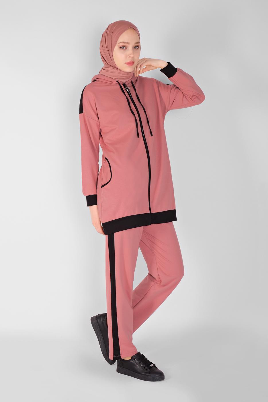 Vêtements hijab POUDRE ENSEMBLE SURVÊTEMENT ZIPPÉ AVEC PANTALON 5156
