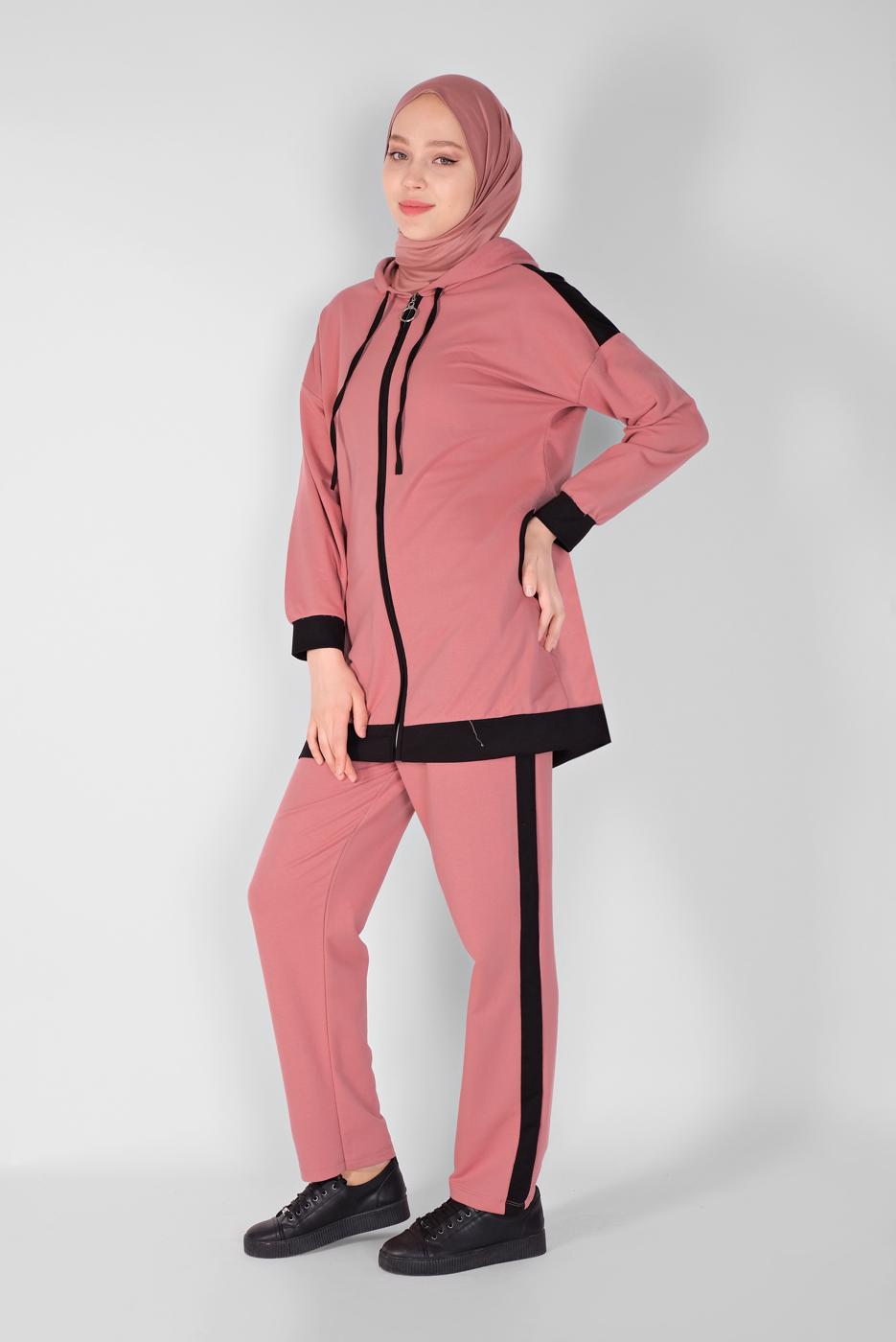 Vêtements hijab POUDRE ENSEMBLE SURVÊTEMENT ZIPPÉ AVEC PANTALON 5156