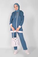 Tesettür giyim LACİVERT BİYELİ FERMUARLI PANTOLONLU EŞOFMAN TAKIM  5156 