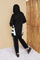 Tesettür giyim SİYAH İKİ RENK KAPÜŞONLU EŞOFMAN TAKIM 5256