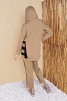 Tesettür giyim KAHVE İKİ RENK KAPÜŞONLU EŞOFMAN TAKIM 5256