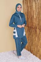 Tesettür giyim LACİVERT İKİ RENK KAPÜŞONLU EŞOFMAN TAKIM 5256
