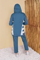 Tesettür giyim LACİVERT İKİ RENK KAPÜŞONLU EŞOFMAN TAKIM 5256