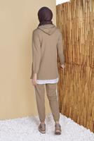 Tesettür giyim KAHVE CEPLİ İKİLİ PANTOLONLU EŞOFMAN TAKIM 6555