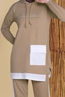 Tesettür giyim KAHVE CEPLİ İKİLİ PANTOLONLU EŞOFMAN TAKIM 6555