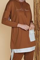 Tesettür giyim KAHVE CEPLİ İKİLİ PANTOLONLU EŞOFMAN TAKIM 6555