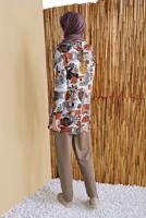 Vêtements hijab BEIGE ENSEMBLE DE SURVÊTEMENT AVEC PANTALON COLORÉ 6556