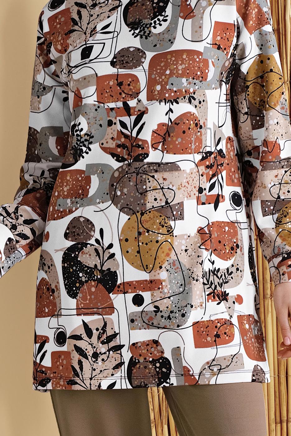 Vêtements hijab BEIGE ENSEMBLE DE SURVÊTEMENT AVEC PANTALON COLORÉ 6556