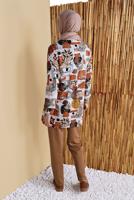 Tesettür giyim TABA RENKLİ DESENLİ PANTOLONLU EŞOFMAN TAKIM 6556 