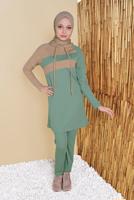 Vêtements hijab VERT ENSEMBLE SURVÊTEMENT À CAPUCHE 2 COULEURS 7555