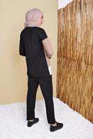 Tesettür giyim SİYAH BİSİKLET YAKA İKİLİ PANTOLONLU EŞOFMAN TAKIMI 8555