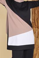 Tesettür giyim SİYAH BİSİKLET YAKA İKİLİ PANTOLONLU EŞOFMAN TAKIMI 8555