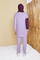 Tesettür giyim MOR BİSİKLET YAKA İKİLİ PANTOLONLU EŞOFMAN TAKIMI 8555