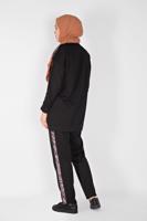 Vêtements hijab NOIR ENSEMBLE PANTALON DÉTAILLÉ À RAYURES  9456