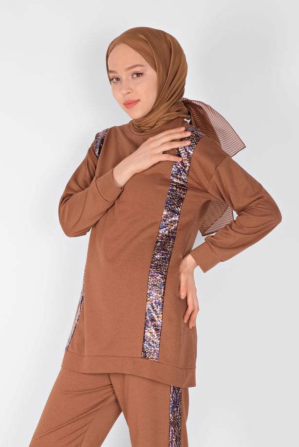 Vêtements hijab  ENSEMBLE PANTALON DÉTAILLÉ À RAYURES  9456 - TRENDTESETTÜR