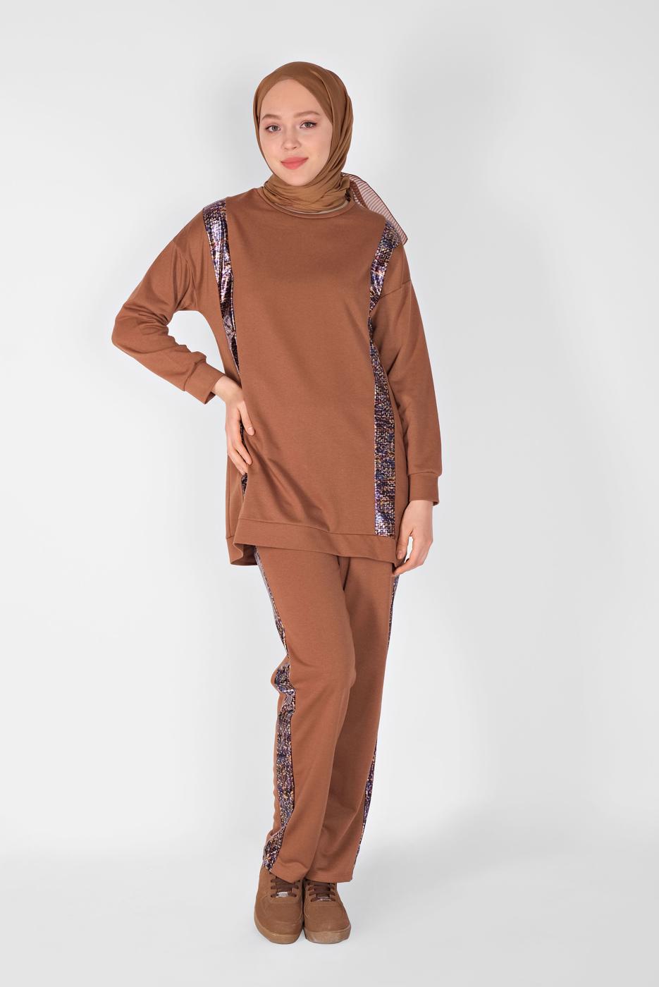 Vêtements hijab TABA ENSEMBLE PANTALON DÉTAILLÉ À RAYURES  9456