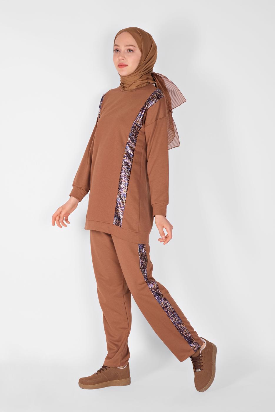 Vêtements hijab TABA ENSEMBLE PANTALON DÉTAILLÉ À RAYURES  9456