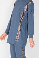 Tesettür giyim LACİVERT ŞERİT DETAYLI PANTOLONLU EŞOFMAN TAKIM  9456 