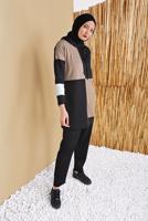 Tesettür giyim SİYAH KARELİ ÜÇ RENKLİ PANTOLONLU EŞOFMAN TAKIM  9555